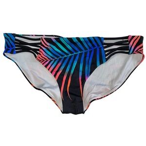 Pink Victoria’s Secret Black Colorful Palm Leaf Bikini Bottom Sz M
